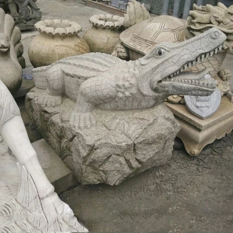 鳄鱼石雕，大理石鳄鱼雕塑
