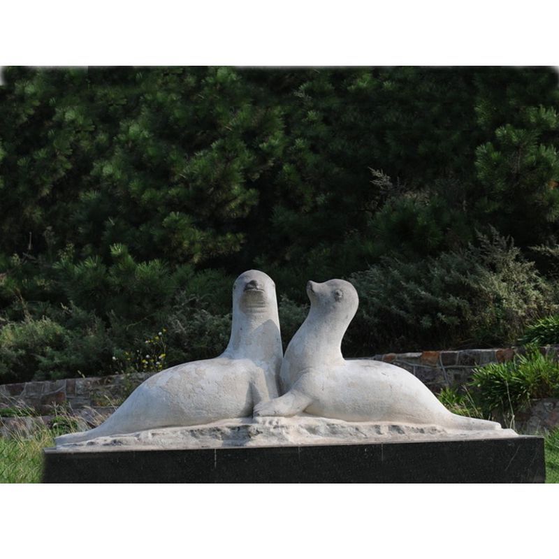 海豹石雕，公园动物石雕
