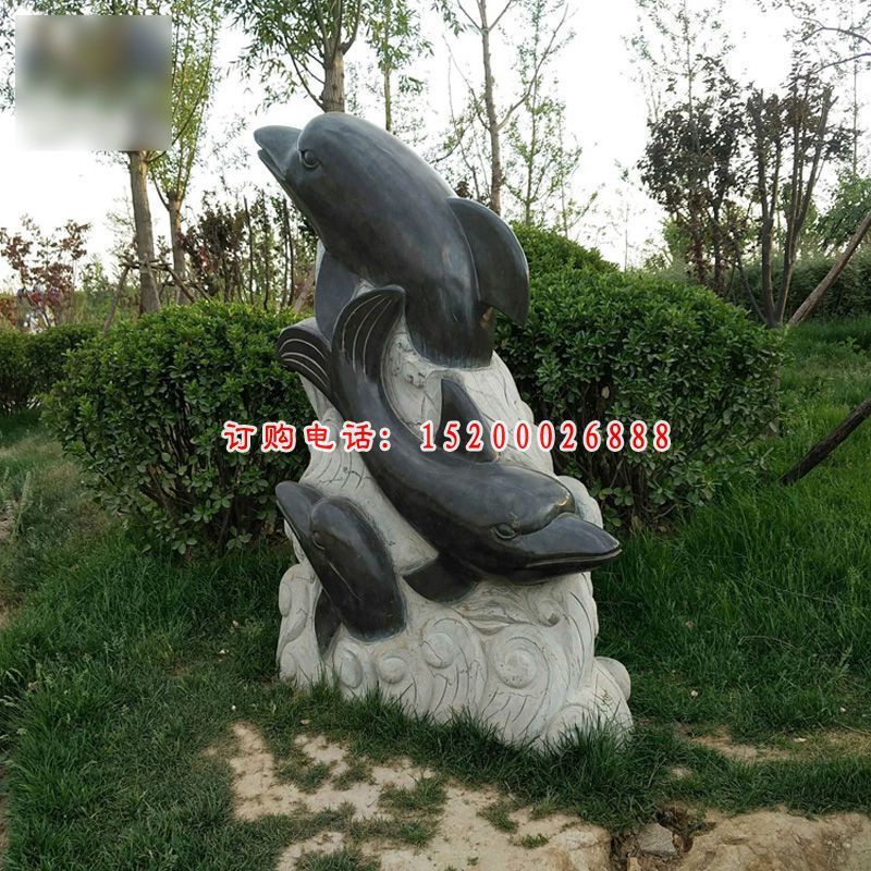 公园石雕海豚，动物摆件