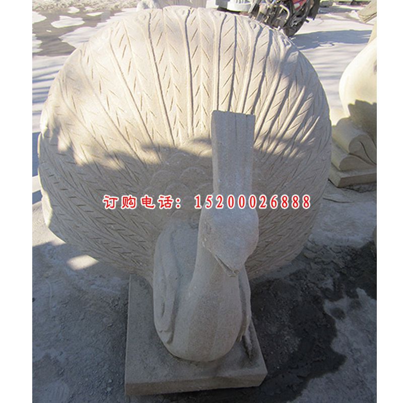 石头孔雀雕塑，石雕孔雀