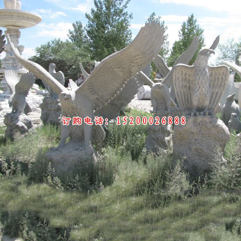 青石仿古老鹰雕塑 大展宏图老鹰