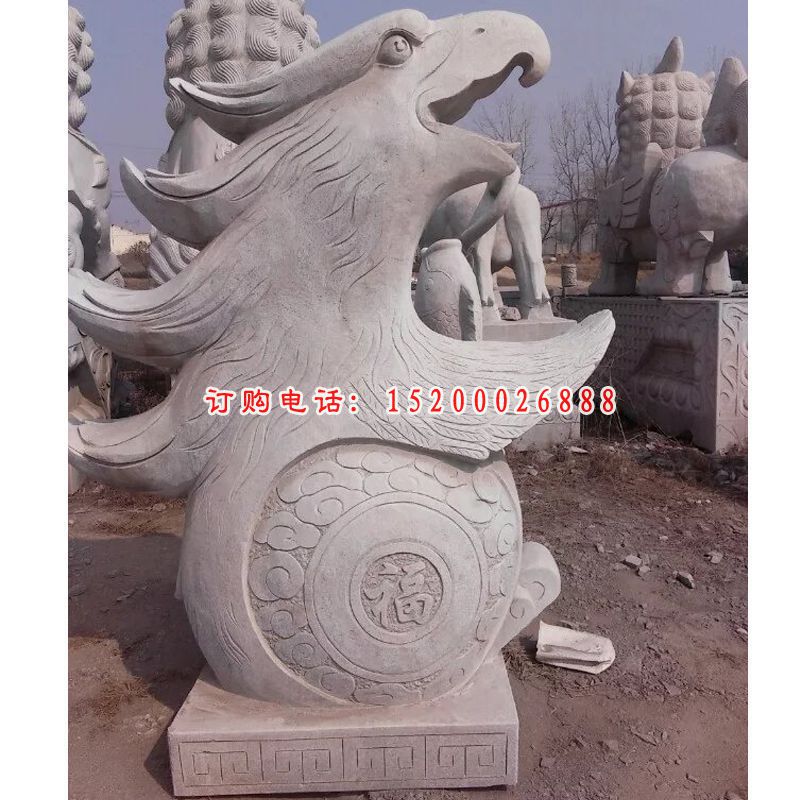 鹰头抱福石雕，公园景观石雕 