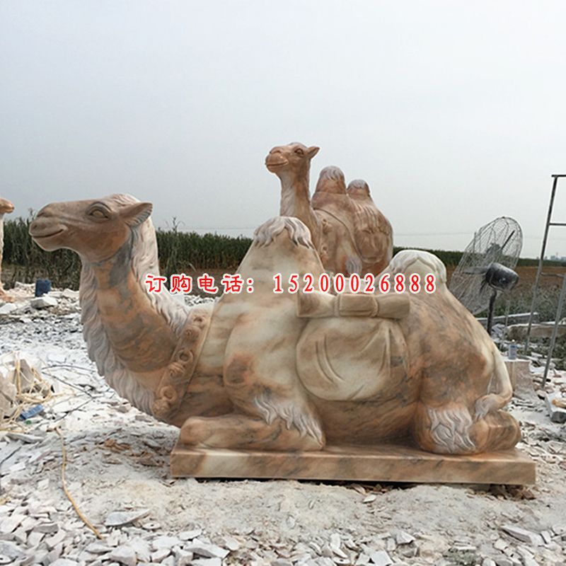 骆驼石雕，晚霞红动物雕塑