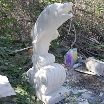 大理石海豚   石雕公园动物摆件