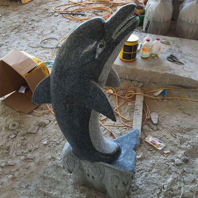 海浪海豚石雕 公园动物石雕