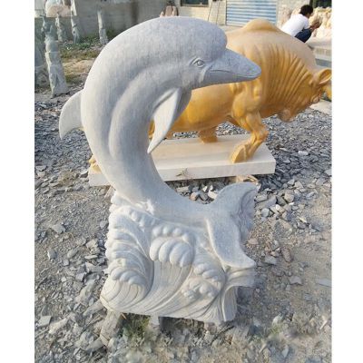 海豚石雕，公园海豚石雕