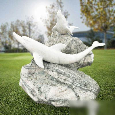 海豚石雕，公园景观动物石雕
