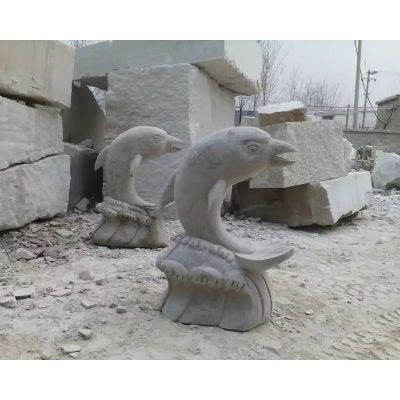 海豚石雕，海豚动物雕塑