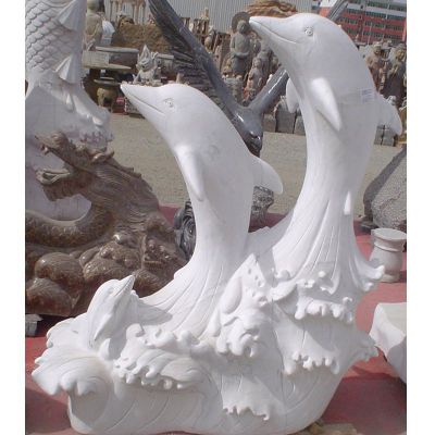 海豚石雕，汉白玉海豚雕塑