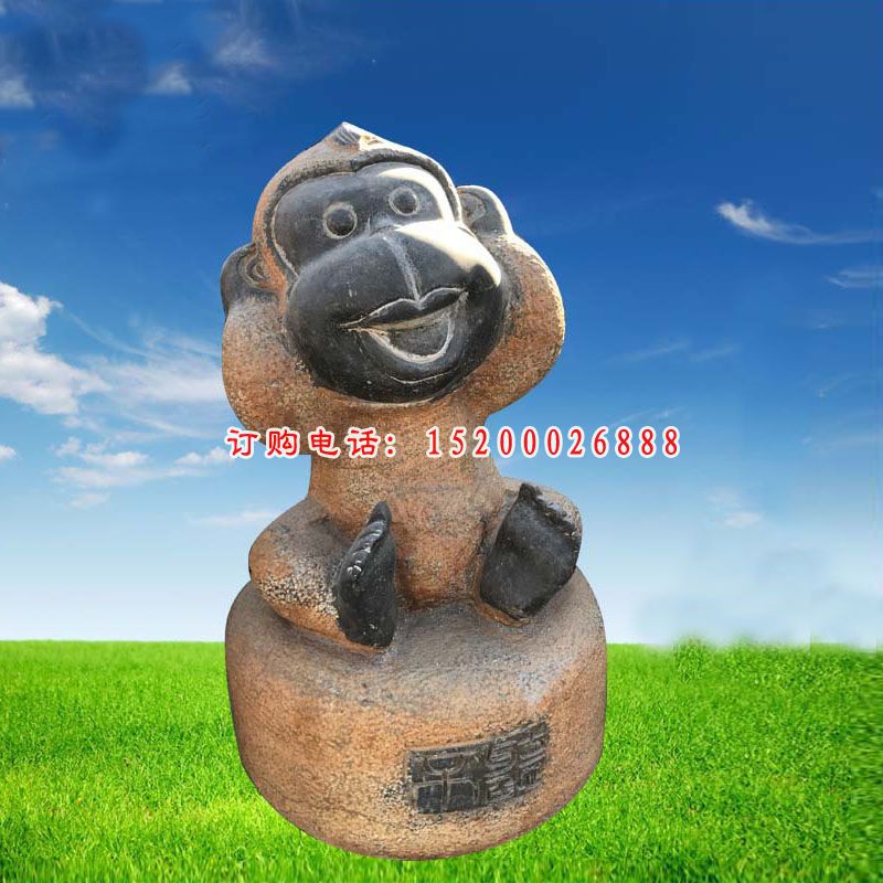 仿古四不猴子石雕，公园动物石雕
