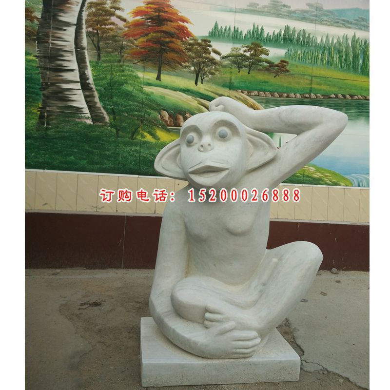 石雕小猴子，石雕动物雕塑