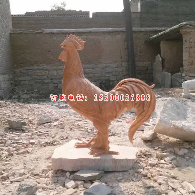 石头公鸡雕塑，石雕公鸡 (2)