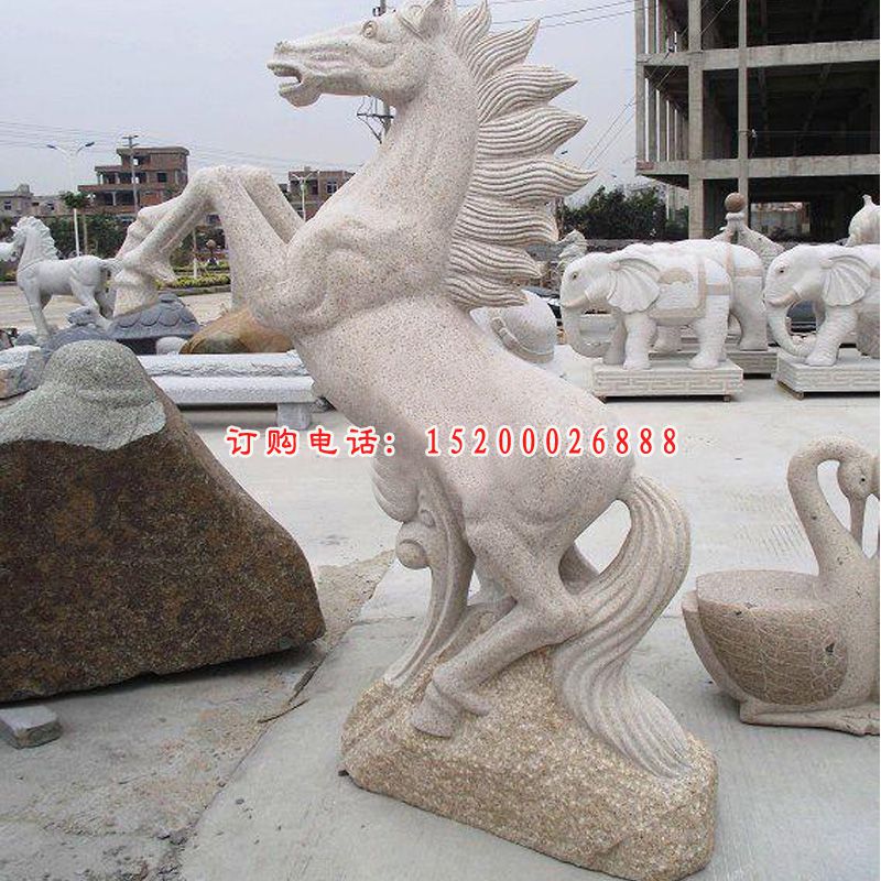 石雕马，大理石马雕塑，马踏祥云石雕 (1)