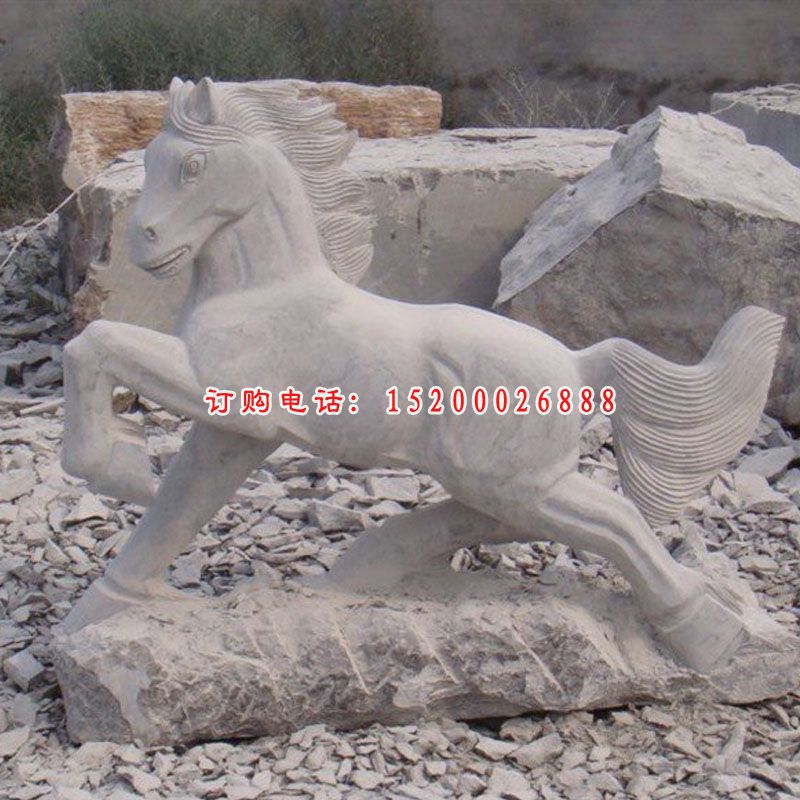 石雕马雕塑，汉白玉马雕塑，飞马雕塑 (4)