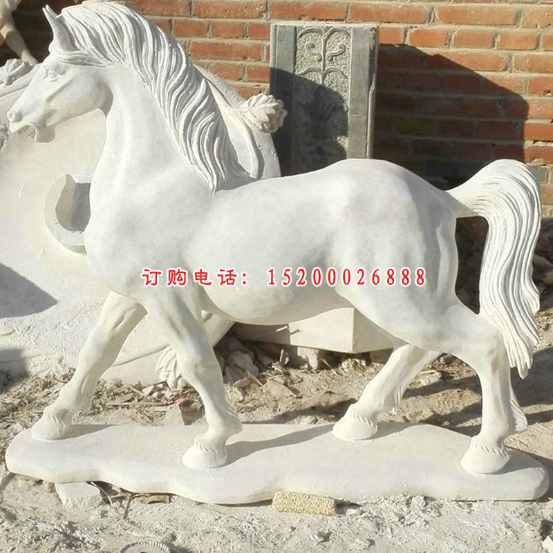 汉白玉马石雕，广场石雕马