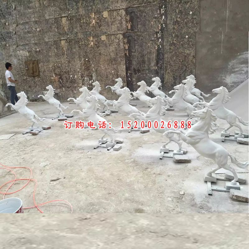 石雕马，汉白玉马雕塑 (2)