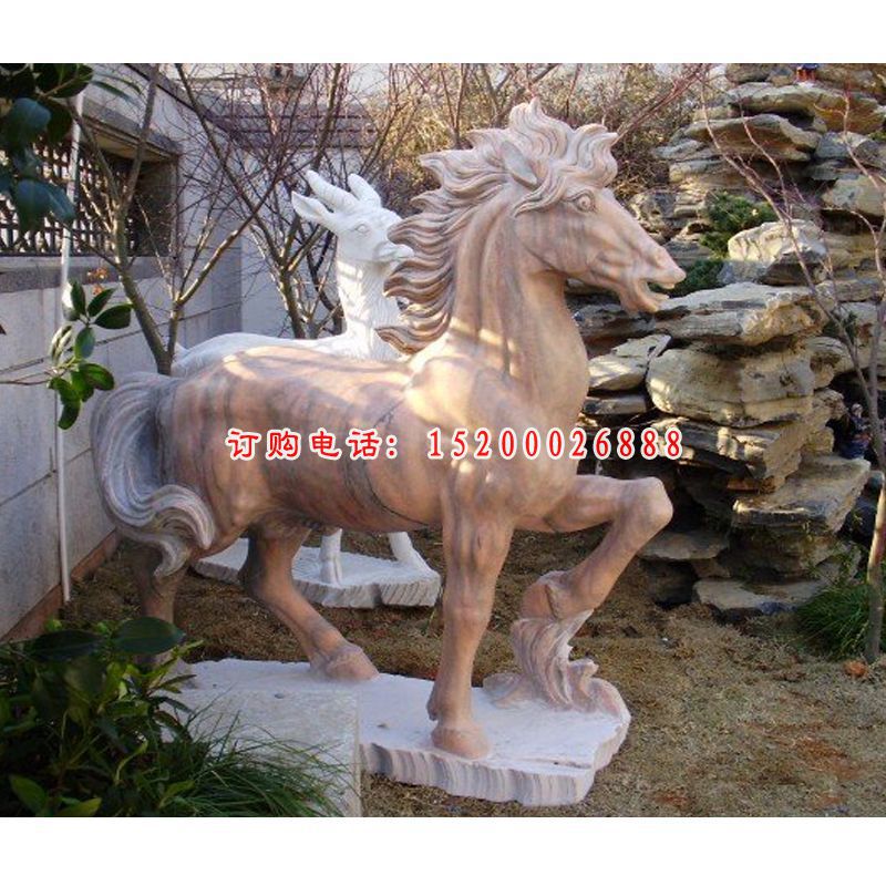 石雕马，晚霞红马石雕 (2)