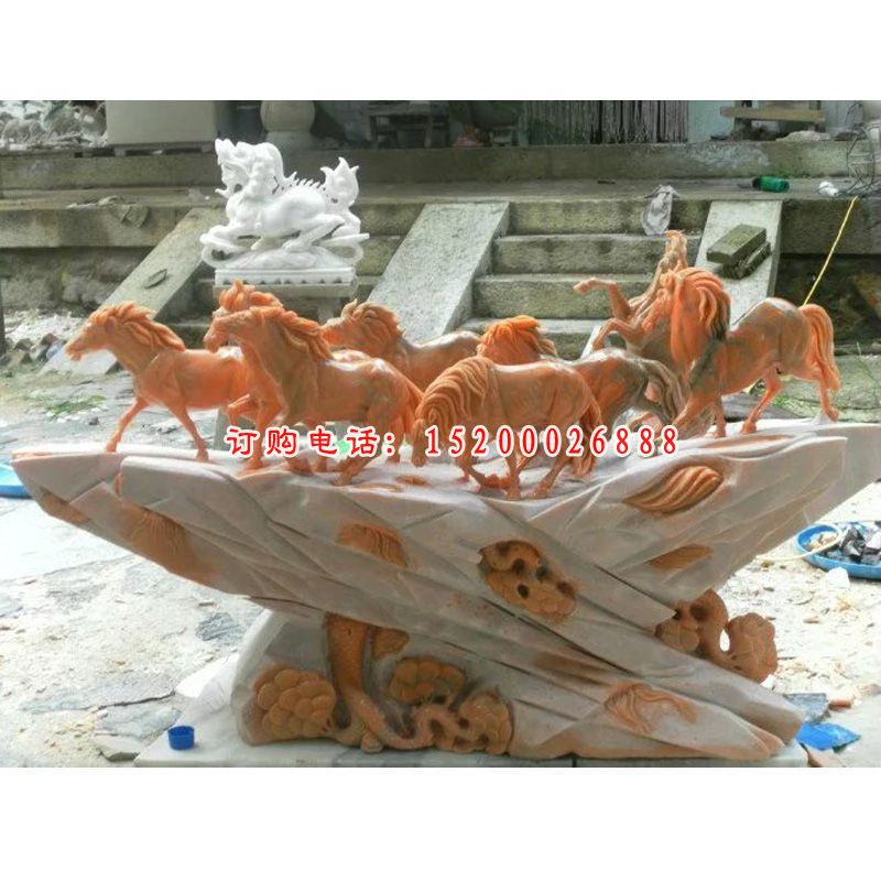 晚霞红景观石，群马动物石雕