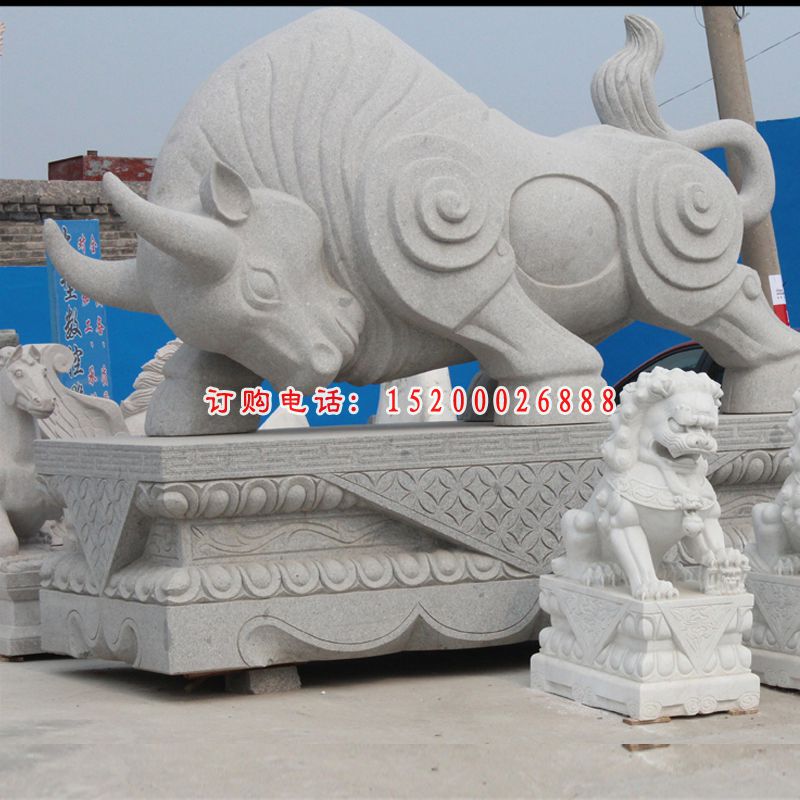 大理石开荒牛雕塑，公园景观石雕