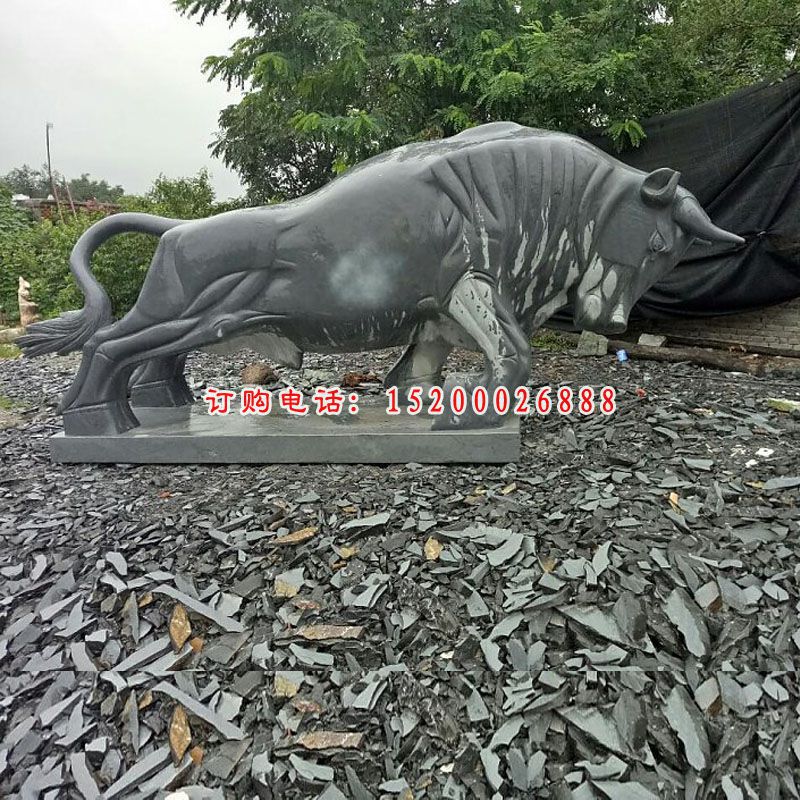 青石牛雕塑，拓荒开荒牛石雕 (2)