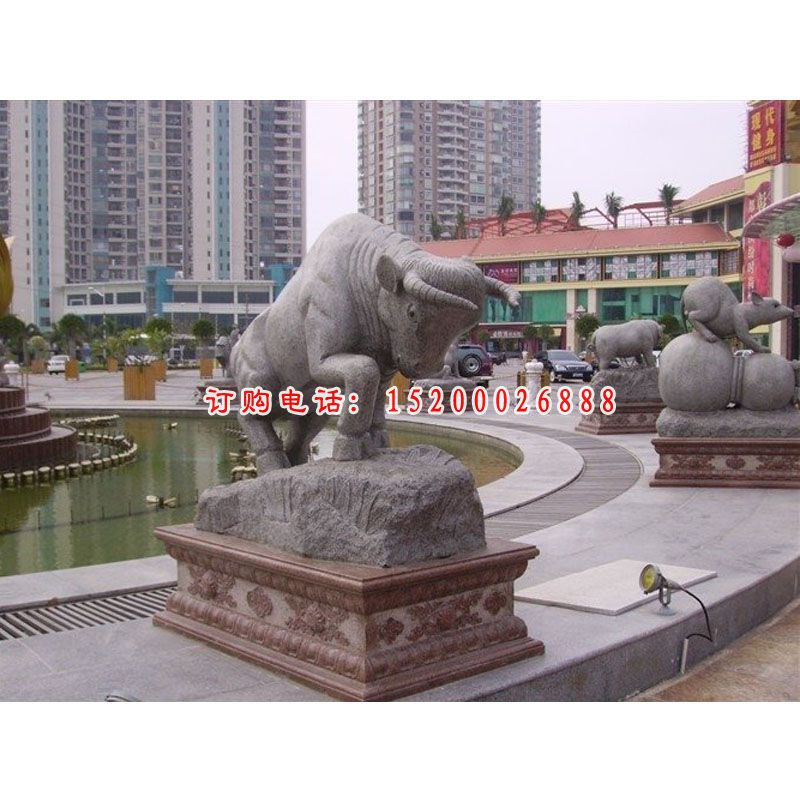 石雕牛，大理石牛雕塑，拓荒牛石雕 (7)