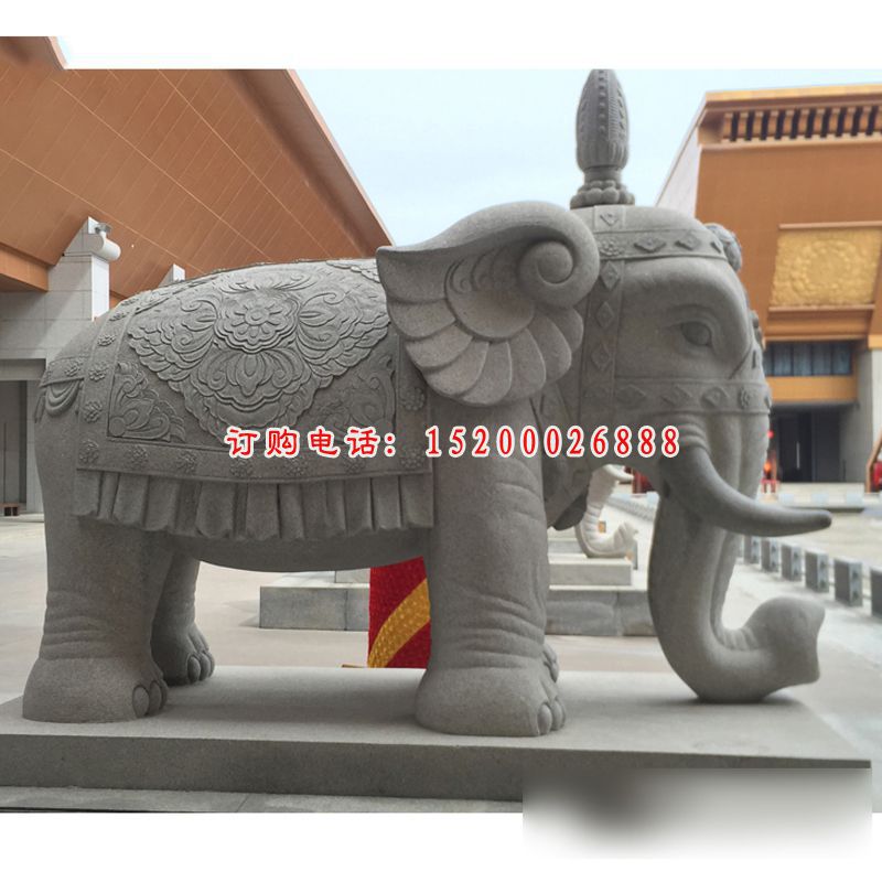 大理石大象，寺庙石雕大象 (1)