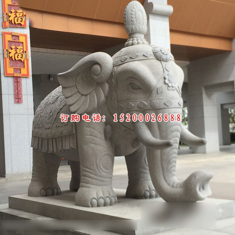 大理石大象，寺庙石雕大象 (2)