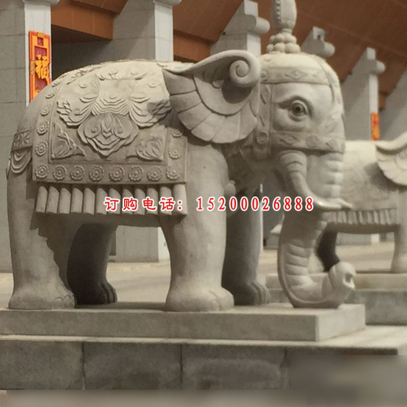 大理石大象，寺庙石雕大象 (3)
