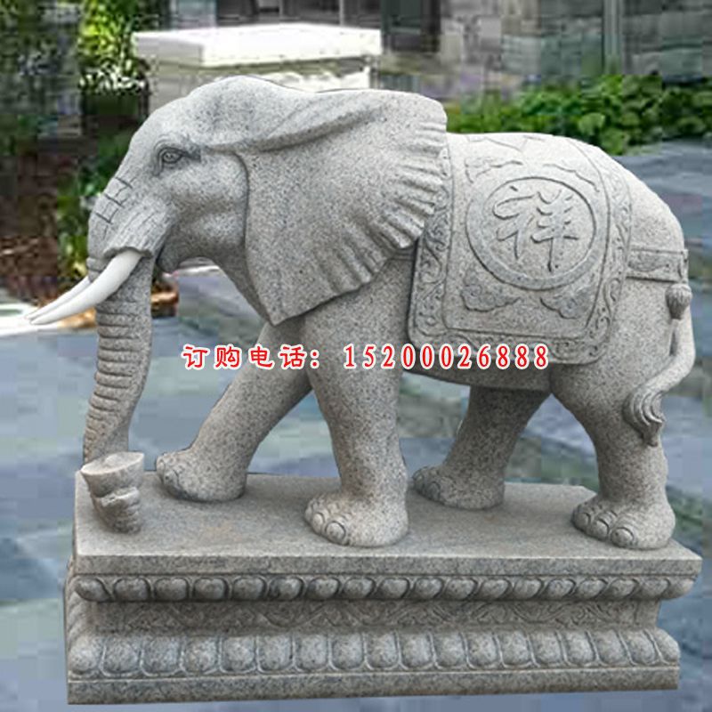 大理石吉祥大象雕塑 门口石雕大象