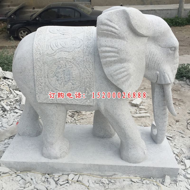 大理石立式大象 石雕公园动物摆件 (1)