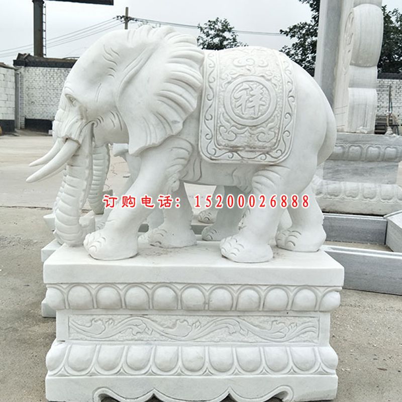 大理石象牙大象 石雕企业门口摆件2