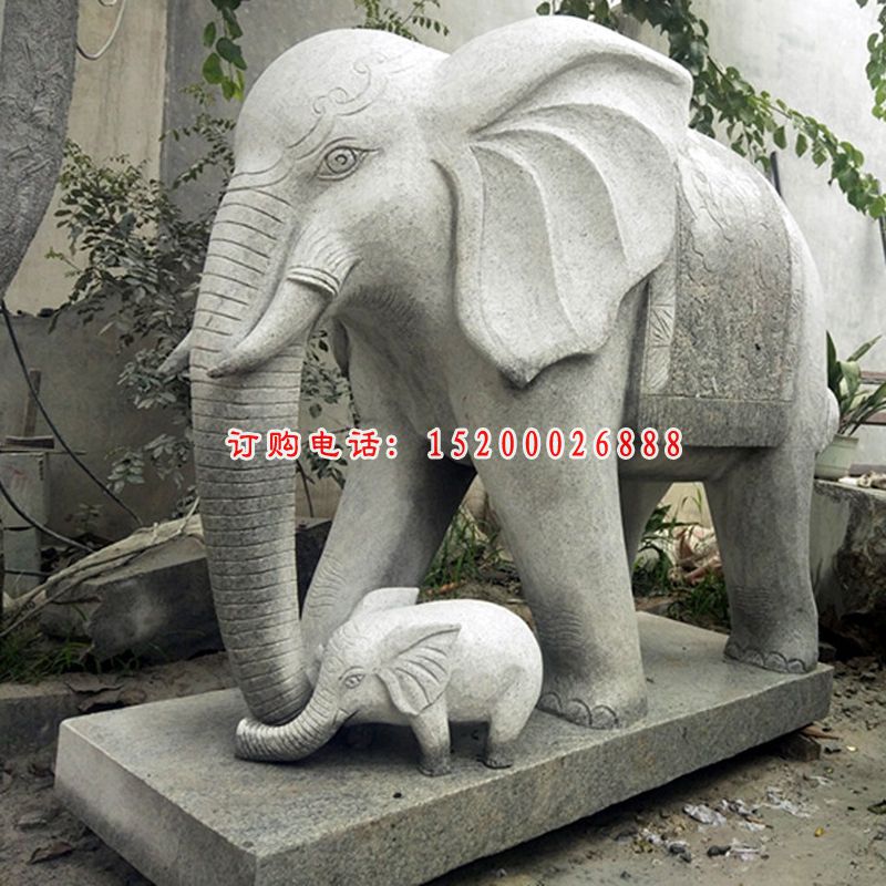 大理石招财大象  石雕酒店招财动物 (1)