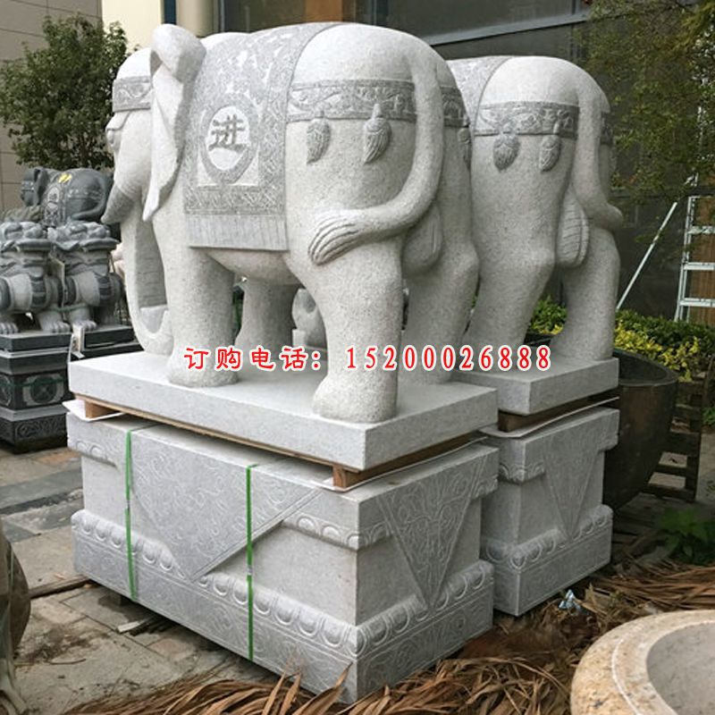 大理石招财进宝大象 门口石雕大象