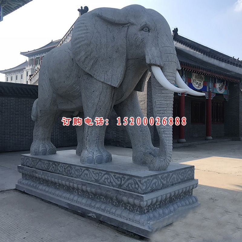 大象石雕，大理石动物雕塑 (4)