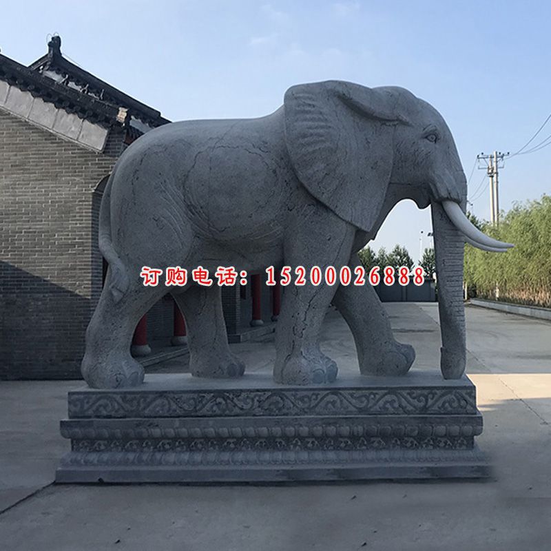 大象石雕，大理石动物雕塑 (3)