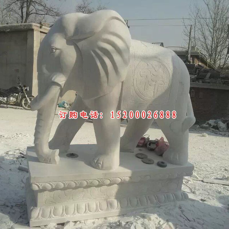 大象石雕，汉白玉大象雕塑  (1)