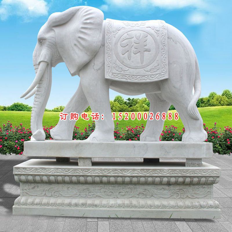 公园动物石雕，石雕大象