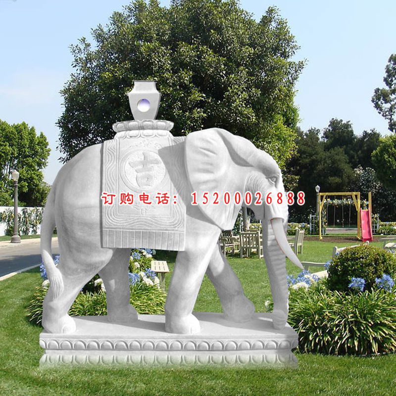 公园景观石雕，大理石大象雕塑