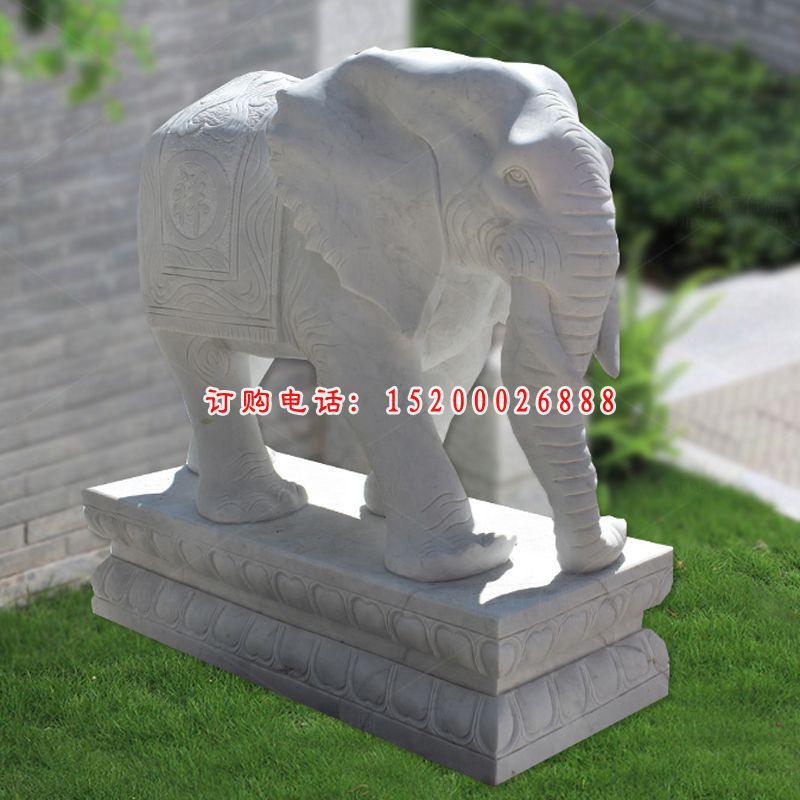 汉白玉大象  石雕看门动物雕塑