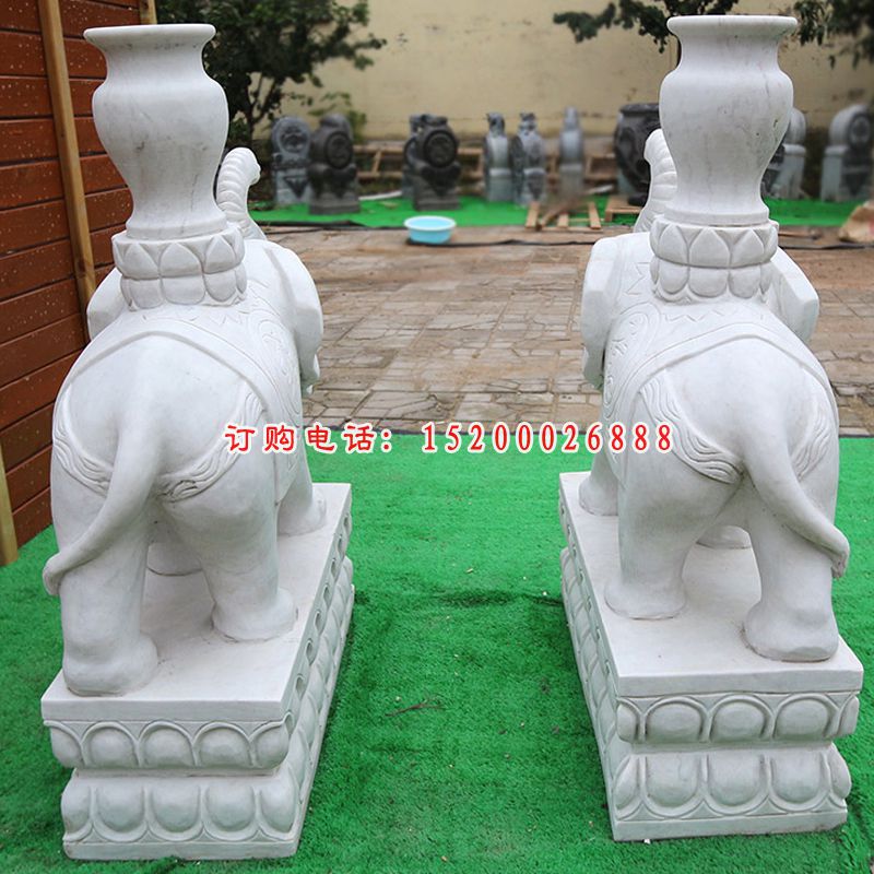 汉白玉大象，招财大象 (2)