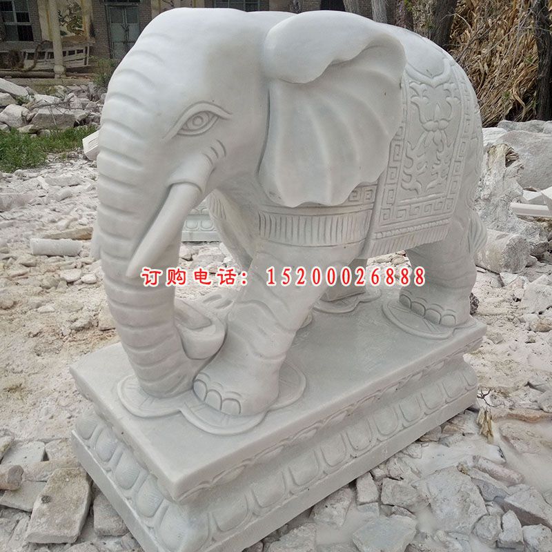 汉白玉大象雕塑，广场石雕大象 (2)