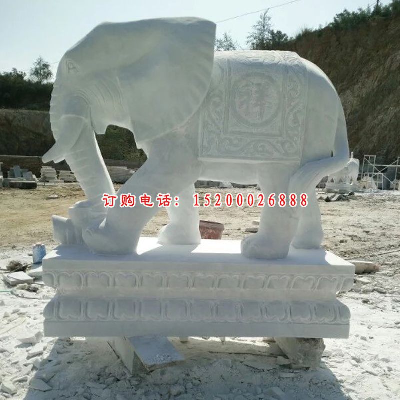 汉白玉大象石雕，吉祥如意大象 (3)