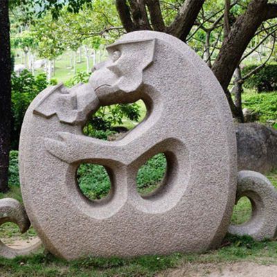 亲嘴猴石雕，抽象动物石雕