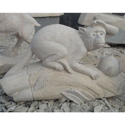 十二生肖猴子石雕，公园动物石雕