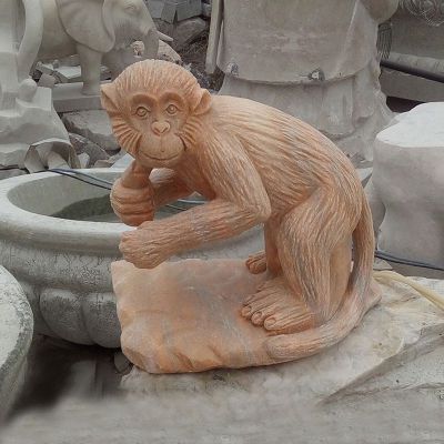 晚霞红猴子石雕 公园动物石雕