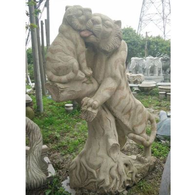 母子虎石雕 公园动物石雕