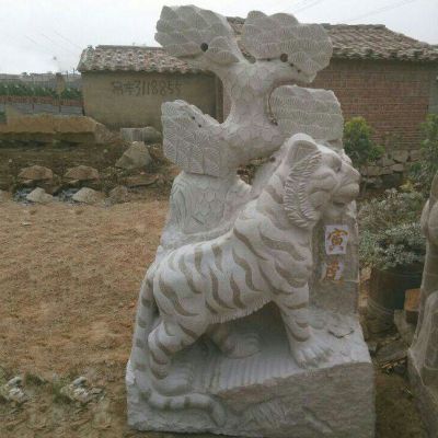 大理石寅虎雕塑 十二生肖动物石雕