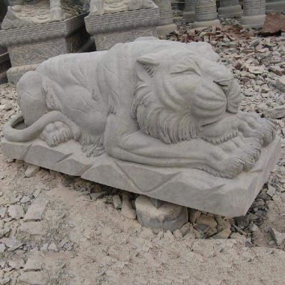 睡着的老虎石雕，大理石动物雕塑