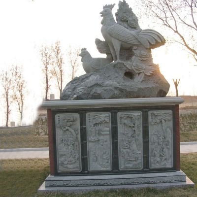 大理石十二生肖公鸡公园动物石雕