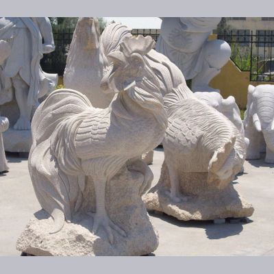 大理石公鸡 公园十二生肖雕塑